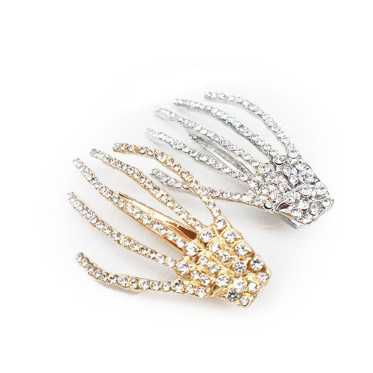 Rhinestone Skeleton Hand Hair Clip