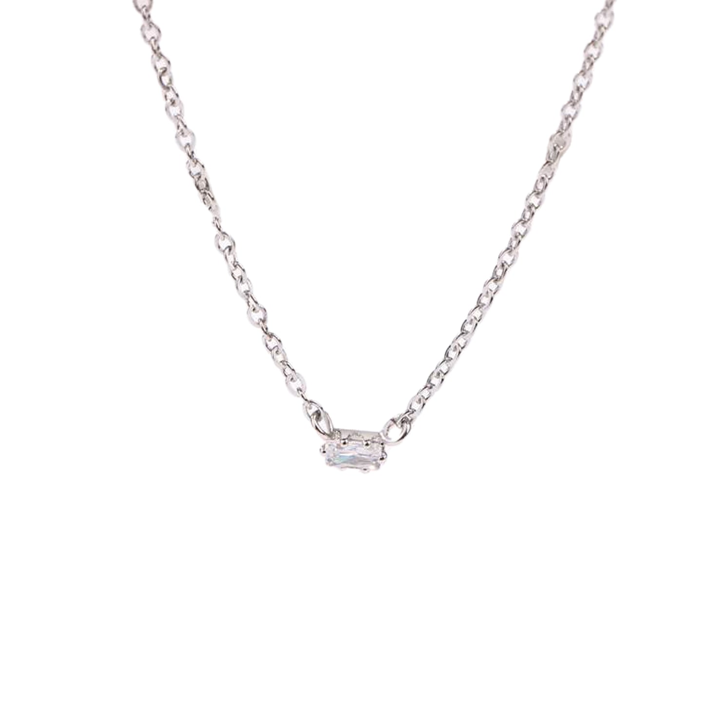 Silver Baguette Necklace