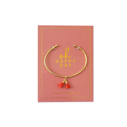 Oh Happy Day Pink & Gold Tassel Bracelet
