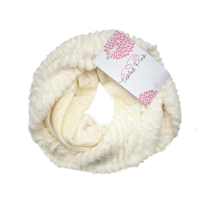 Cream Faux Fur Knit Cowl Infinity Scarf