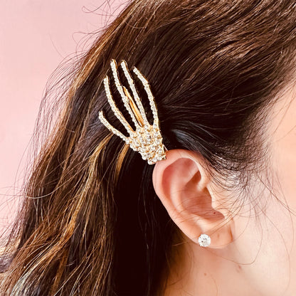 Rhinestone Skeleton Hand Hair Clip