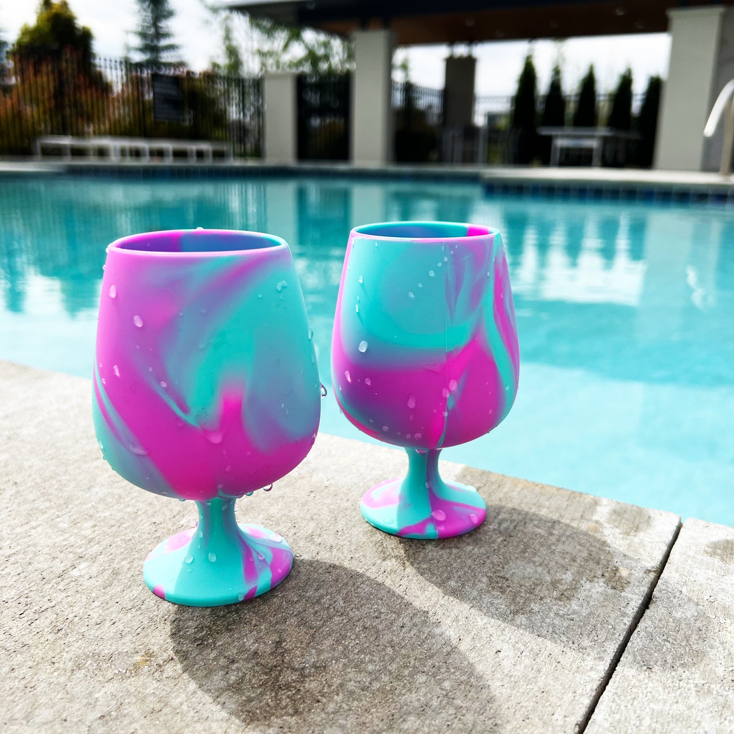 Tie Dye Silicone Wine Goblet Set