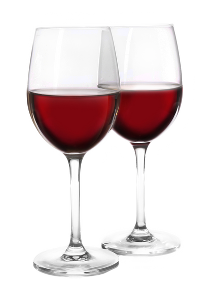 Two glasses of red wine.